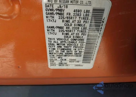 2019 Nissan Rogue Sv from USA, damaged, VIN JN8AT2MT2KW503836